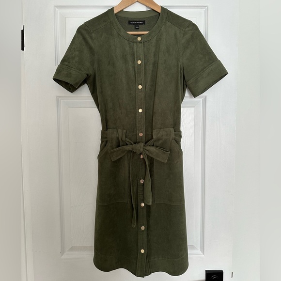 Microsuede olive green dress - Picture 1 of 3
